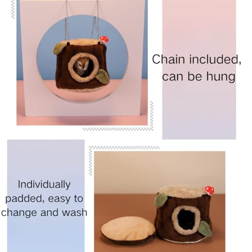 Image of Warm Winter Bird Nest with Removable Cushion, Stump Style Bird House, Soft and Washable Hanging Bed Hammock for Parrot, African Grey,Chinchilla,Ferret, Bunny,Small Animal Houses & Habitats (Small)