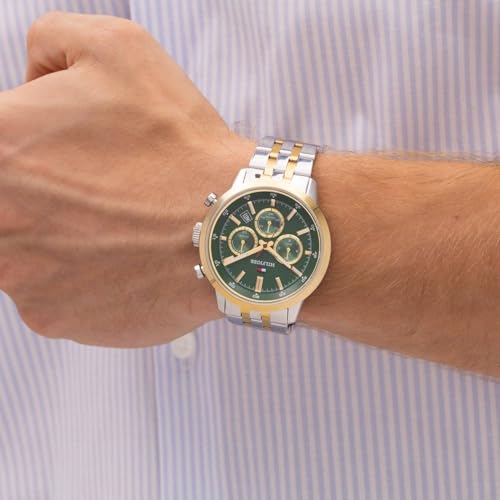 Image of Tommy Hilfiger Kent with Green Dial Gold Stainless Steel Strap Watch for Men - TH1710754