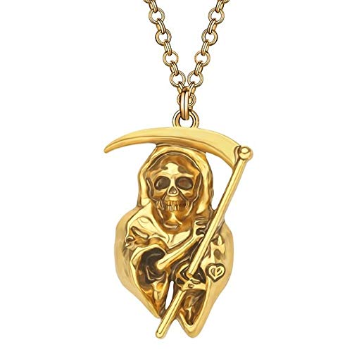 Jiahui Collier en alliage plaqué or vieilli avec pendentif long et réaliste pour femme et adolescente