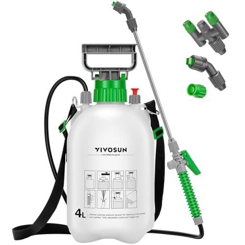 VIVOSUN 1 Gal/4L Pump Sprayer, Garden Water Sprayer for Plants, Weeds & Lawn Care, with 3 Nozzles,...