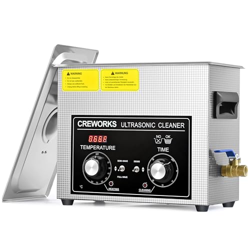 CREWORKS 6L Nettoyeur à Ultrasons Professionnel丨Puissance 180W丨Chauffage 300W丨Minuterie 1-30min丨Mode Dégazage et Mode Doux, Bac à Ultrasons...
