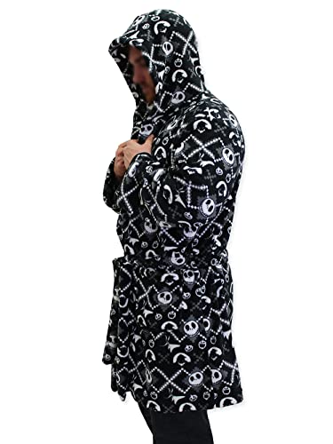 Disney Womens The Nightmare Before Christmas Jack Skellington - Plush Hooded Fleece Robe Adult