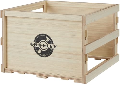 Caisse vinyle Crosley en bois naturel pour ranger 60 albums de musique