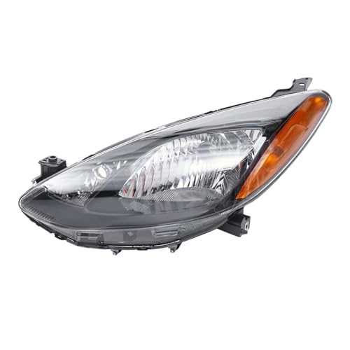 Veloqua For 2011 2012 2013 2014 Mazda 2 Halogen Left Driver Side Headlight Headlamp Assembly W/o LED DRL Replacement Black Housing Clear Lens