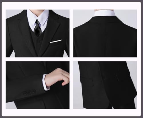 Image of Suit for Boy Formal Slim Fit Tuxedo 5 Pieces Kids Toddler Wedding Outfit Blazer Pants Vest Set Boys Suits