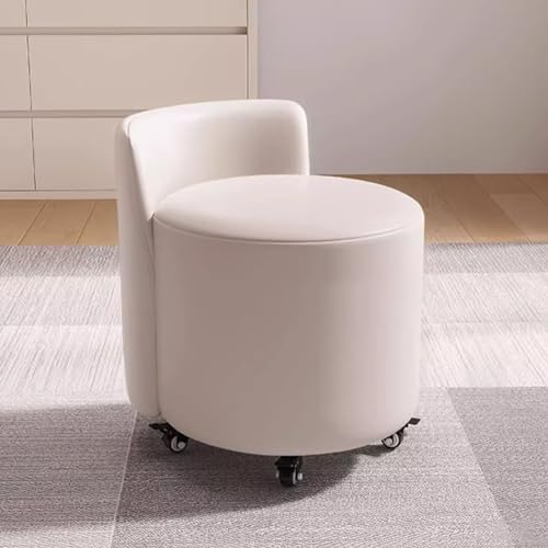 Tabouret à roulettes et dossier blanc pour salon et canapé - 4