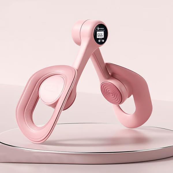 Sakerplus Pelvic Floor Exerciser for Women, Leg Trainer for Inner Thigh Workout Equipment for Home Gym, Fitness Equipment with Resistance Spring & Comfortable Grip (Pink, Counting Version)