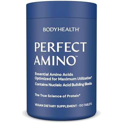 BodyHealth PerfectAmino Tablets (150 ct), Essential Amino Acid with BCAAs + Lysine, Phenylalanine, Threonine, Methionine, Tryptophan, Supplement for Muscle Mass Production, Recovery & Strength Cover