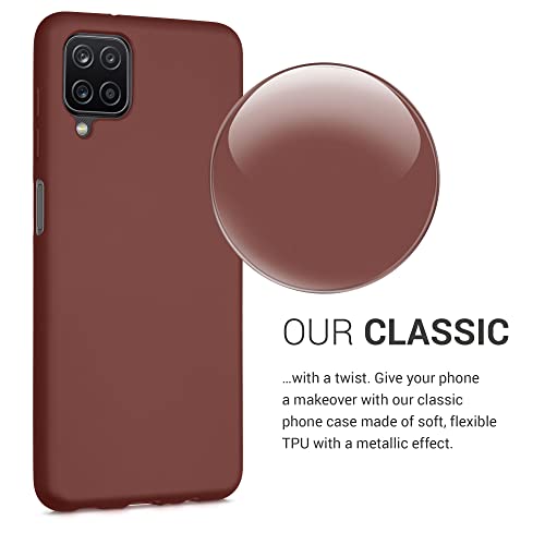 Kwmobile Case Compatible With Samsung Galaxy A12 Case - Soft Slim Metallic Tpu Silicone Cover - Metallic Ruby Red #TOP2