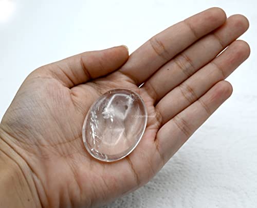 Image of Certified Clear Quartz Crystal Palm Pebbles Stones for Anxiety Stress Relief Massage - AAA Grade Original Healing Gemstone Agate Palm Stone for Yoga Meditation Spiritual Reiki Feng Shui