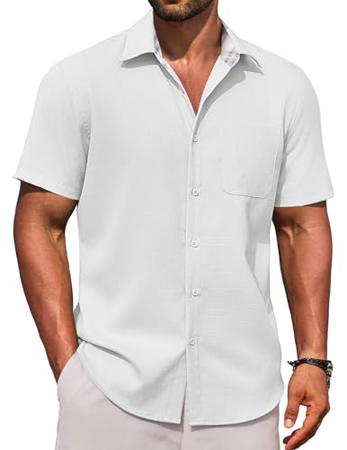 Chemise d'été à manches courtes COOFANDY en tissu léger et coupe droite fluide