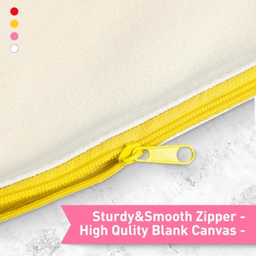Image of Reginary 80 Pack Canvas Zipper Makeup Bags Bulk Pencil Pouches Blank DIY Craft Canvas Cosmetic Bag Pouch with Zipper for Makeup Cosmetic Toiletry Stationary Storage (Natural with 4 Colorful Zippers)