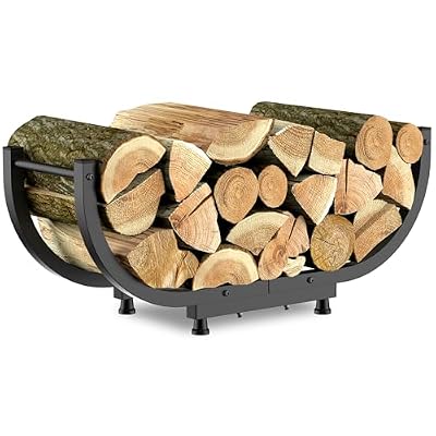 Kesito Firewood Rack Outdoor, 29 inch, Indoor Firewood Storage Holder, Log Holders for Firewood, Black