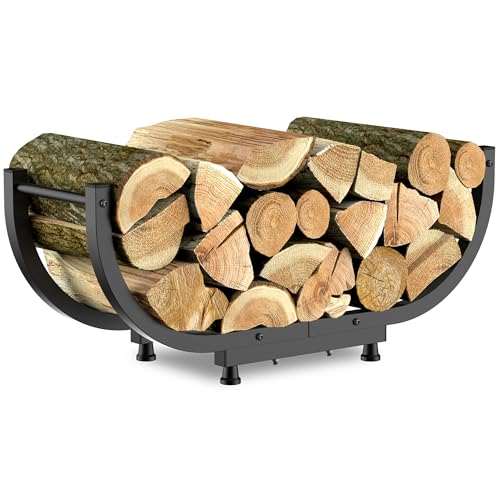 Kesito Firewood Rack Outdoor 29 inch Indoor Firewood Storage Holder Log Holders for Firewood Black