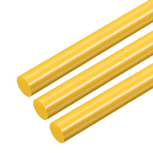 uxcell 3pcs Plastic Round Rod 5/8 Inch Dia 20 Inch Length Yellow (POM) Polyoxymethylene Rods Engineering Plastic Round Bars(15mm)