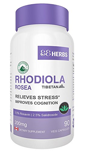 Rhodiola Rosea â€“ Organic â€“ Tibetan Premium Grade â€“ 3.5% Rosavin & 2.5% Salidroside â€“ 90 Vegetarian Caps (200 mg) - Reduce Stress & Increase Energy