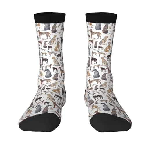 BeNtli Calcetines De Equipo, Calcetines De Compresión Calcetines Deportivos Novedad Casuales 40 Cm De Largo para Galgos Wippets Y Perros Lurcher Unisex
