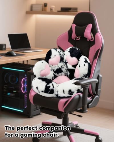 Image of MOONBEEKI Cat Paw Cushion Chair Comfy Kawaii Chair Plush Seat Cushions Shape Lazy Pillow for Gamer Chair 28 inchx 24 inch Cozy Floor Cute Seat Kawaii for Girl Gift, Dining Room Bedroom Decorate (Milk Cow)