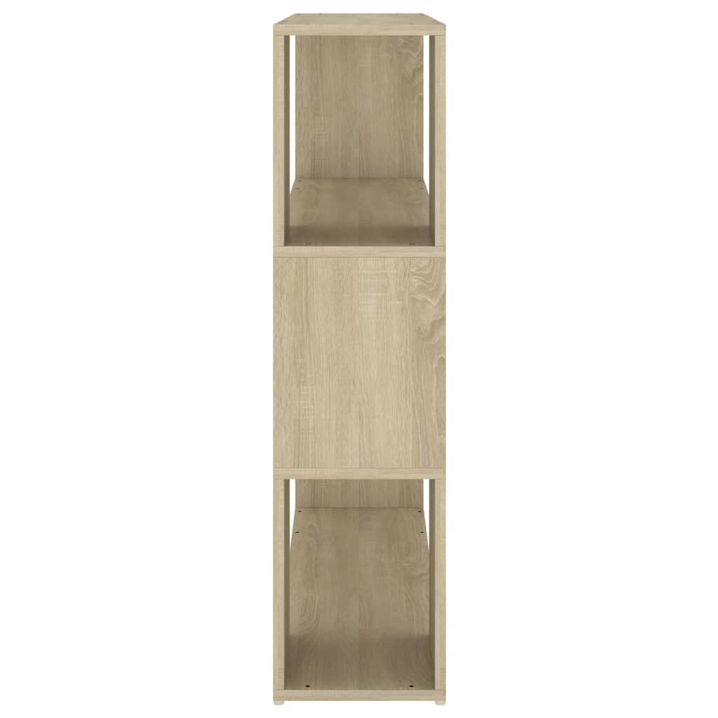 Regał na książki, ścianka działowa, dąb sonoma 100 x 24 x 94 cm, z 3 przestronnymi półkami, stabilny drewniany regał do salonu, gabinetu i korytarza, łącznie z uchwytem ściennym dla