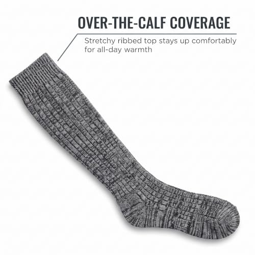 Image of Tipi Toe Women's 3 Pairs Ragg Marled Wool-Blend Boot Socks - Warm Ribbed Over the Calf /Knee High Socks for Winter Comfort
