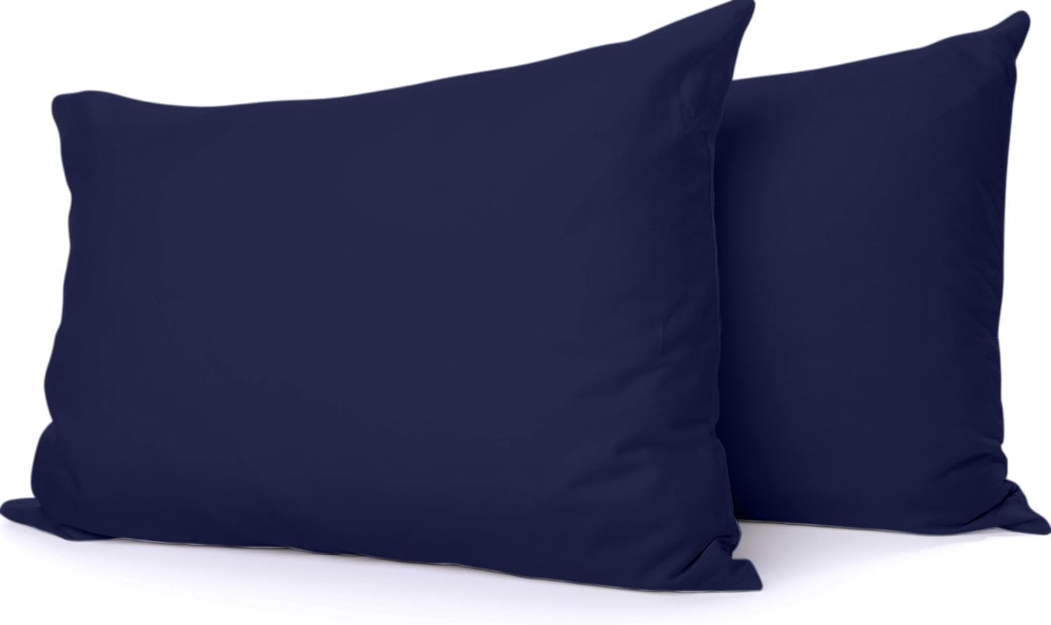 Taies d'oreiller bleu marine 100% coton mélangé grand format à rabat