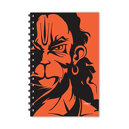 Image of ESCAPER Orange Half Face Hanuman Diary (A5 Size - 8.5 x 5.5 Inches - 160 Pages - Ruled), Spiral Notebook, Notepad for Writing Notes