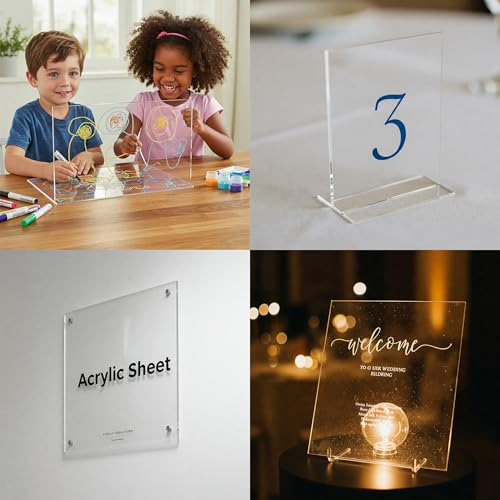 Image of 5 Pack 5 inchx5 inchx0.04 inch(1mm) Thick Acrylic Sheets Transparent Plexiglass Panels with Protective Film for Picture Frame Art Design, DIY Craft, Signage, Display, and Home Projects