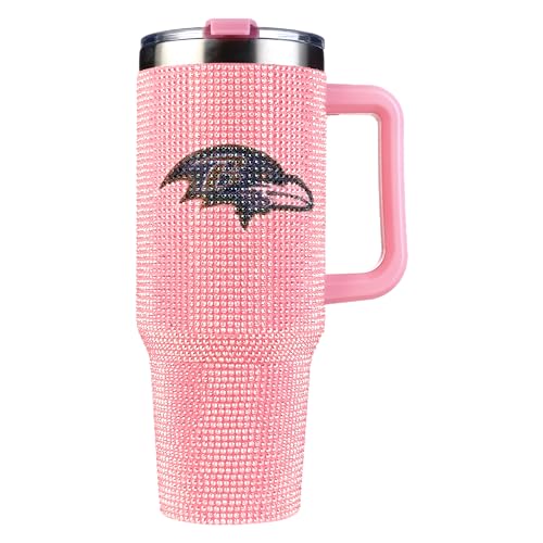 Image of The Memory Company Officially Licensed 40oz Pink Bling Game Day Tumbler, Baltimore Ravens