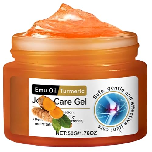 Emu Oil Turmeric Joints Relief Gel, Deep Re-lief Massage Gel, Turmeric Muscle Pa-in Re-lief Cream for Muscle, Knee, Neck, Shoulder, Back, Foot, Fast-Absorbing, Natural Mobility Support Formula