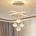 Modern Gold LED Chandeliers, 3-Color Dimmable Pendant Light for Kitchen Island, Dining Room, Living Room, Contemporary Hanging Ceiling Light, Adjustable Height, Perfect for Modern Home Decor.