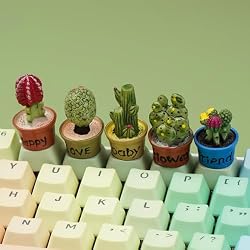 Wonhibo 5 PCS Cactus Keycaps for Cherry MX Keyboards – Cute Multicolor OEM Profile ESC Key Replacement, Mechanical Keyboard Decoration