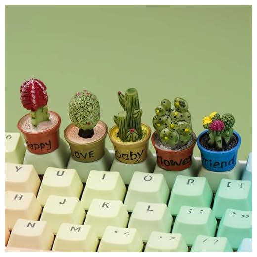 Wonhibo 5 PCS Cactus Keycaps for Cherry MX Keyboards - Cute Multicolor OEM Profile ESC Key Replacement, Mechanical Keyboard Decoration