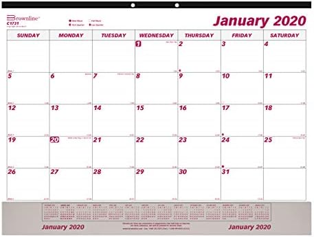 Brownline Monthly Desk Pad Calendar Calendar with Clear Vinyl Strip, 22 x 17 inches