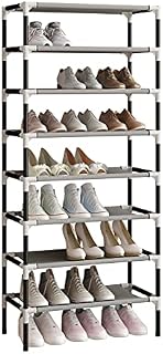 AcornFort® S-113 8 Tiers Adjustable Shoe Storage Shoe Rack Organiser Shelf Hold Stand for 24 Pairs Shoes, Using Thickened Electrophoresis Tubes, Sturdy & Space Saving , Easy Assemble