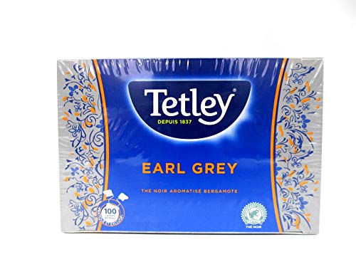 TETLEY boîte de 100 sachets Tir Press sans Protect Arôme Thé Earl Grey 200 g