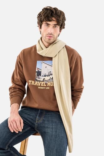 Image of SNITCH Men's Sweatshirt | Travel Graphic Print Crew Neck Full Sleeve Pullover | Premium Cotton Blend Oversized Fit Winter & Casual Wear for Men