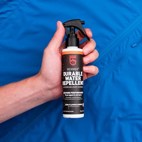 Image of GEAR AID Revivex Durable Water Repellent (DWR) Spray for Waterproof Jackets, Rain Gear, Gore-TEX, Tents & Camping Gear - Restore Waterproofing & Breathability, Various Sizes