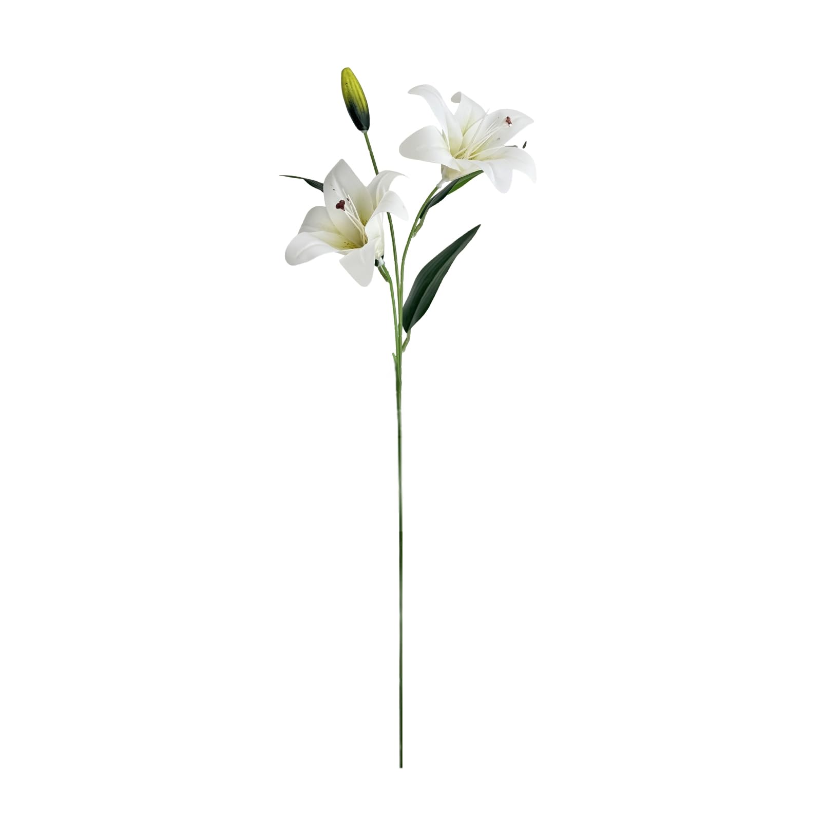 ZhzeYun Artificial Lily Flowers – 2 Fully Bloomed Lilies with a Bud, Short Stem Fake Silk Flowers for Vase, Home Decor Table Centerpiece, Wedding Arrangement & Gift White
