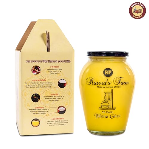 Image of Rawat's Farm A2 Vedic Bilona Cow Ghee 1000 ml | Glass Jar | Curd Churned Bilona Ghee | Government Laboratory Passed | 100% Natural | Immunity Booster | Good for Heart |