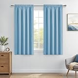 MRTREES Blue Pencil Pleat Blackout Curtains, Thermal Insulated Bedroom Curtains for Multiple Hanging Methods, 2 Panels 117x137 CM 46x54 Inch Sky Blue