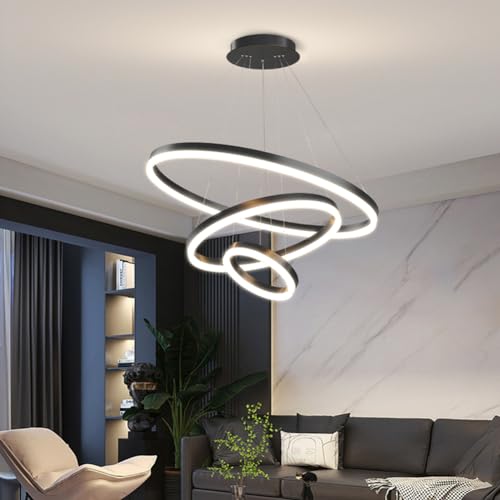 Suspension LED Moderne à Intensité Variable pour Îlot de Cuisine Noir