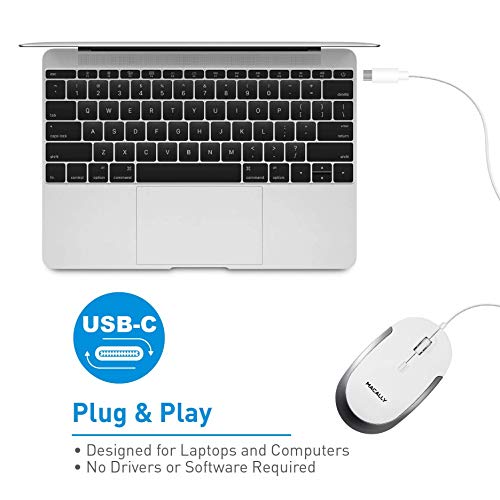 Macally USB C Wired Mouse and an Adjustable Vertical Laptop Stand, Bring Elegance to Your Workspace