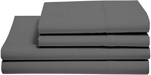 Juego de sábanas para cama de matrimonio de 1800 sábanas de percal, 15 pulgadas extra profundas, sábanas y fundas de almohada, gris oscuro, 100%