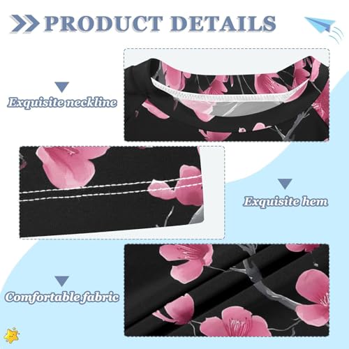 ALAZA Kids Rash Guard Girls Toddler Swim Shirts Short Sleeve Plum Blossom Pink UPF 50+ 3T3