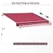 Outsunny 13' x 8' Retractable Awning, Patio Awnings, Sunshade Shelter w/Manual Crank Handle, UV & Water-Resistant Fabric and Aluminum Frame for Deck, Balcony, Yard, Wine Red