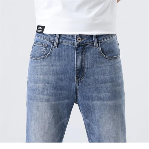 Men Loose Straight Leg Jeans Comfort Thin Stretch Cotton Blend Moisture-Wicking Casual Trousers2