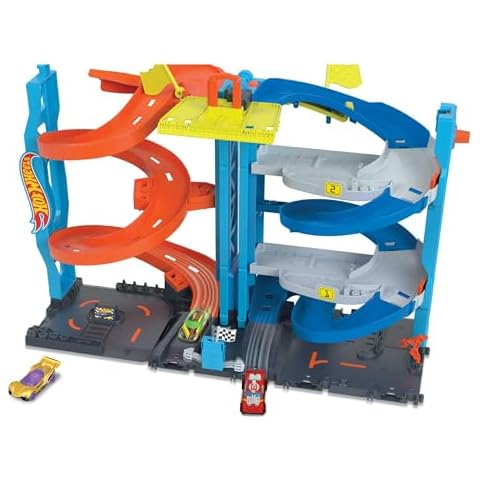 Hot Wheels City Toy Car Track Set, Transforming Race Tower, Single to Dual-Mode Racing, with 1:64 Scale Vehicle, 2 Ways to Play Cover