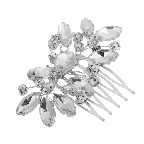 LRXIYODE 2個髪飾り シルバー 新娘用 結婚式用 ラインストーンヘアコーム エ