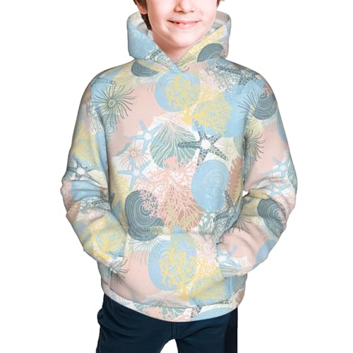 Corals and Seashells 1 Kids Pullover Hoodies Boys Sweatshirts Girls Athletic Clothes with Pocket2