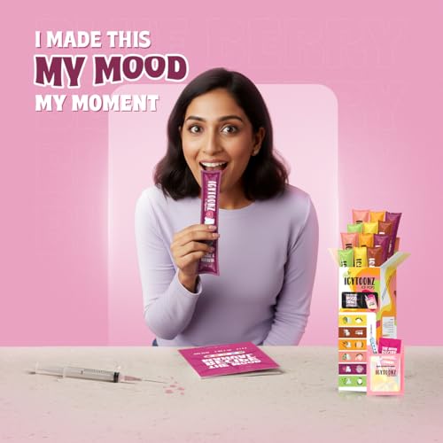 Image of ICYTOONZ Ice Pops 100% Natural Frozen Treats | 6 Refreshing Flavors - Pack of 12 | Mood Infusion DIY Kit Ice Candy Sticks Popsicles | Adults Kids Fun